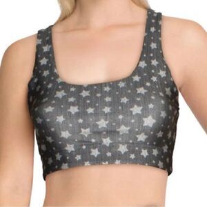 TEREZ Star Print Sports Bra Womens Medium Racerback Athletic Athleisure
